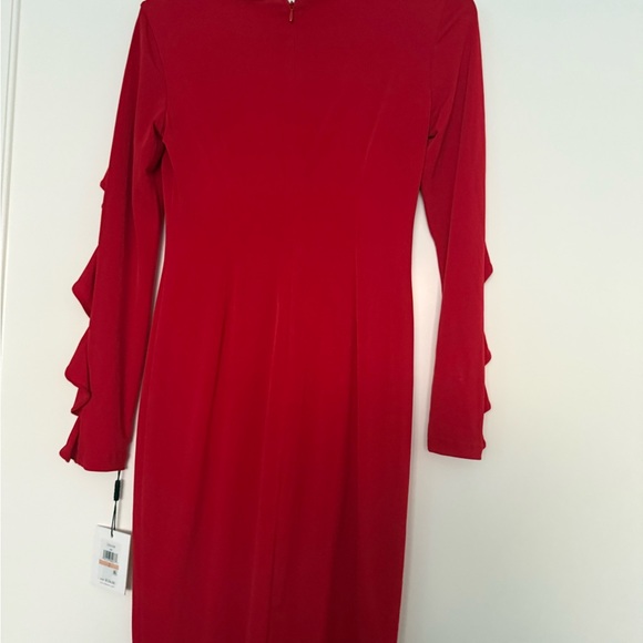 Calvin Klein elegant Red Ruffle Sleeve Dress - Picture 4 of 4